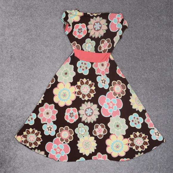 VTG Jody California Made in USA Floral PTP 15in Mulitcolor MidLength Retro Dress - Picture 6 of 11